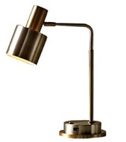 Lampe de bureau d'hôtel moderne et écologique avec abat-jour en métal, alimentation CA, base E26, éclairage LED protecteur pour les yeux