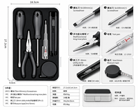 Kit d'outils à main en acier au carbone 5 pièces : tournevis, pinces, testeur de tension, coupe-circuit, mètre ruban pour bricolage, usage domestique et réparation électrique OEM REEKE