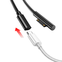 Câble adaptateur d'alimentation femelle USB type-c 20cm 15V 3A chargeur PD à charge rapide pour Microsoft Surface Pro 4/5/6 Go tresse