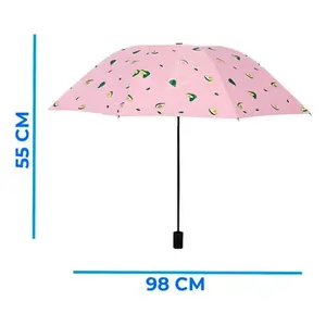 Parapluie pliant avec protection UV, diamètre ouvert de 98 cm, tissu en nylon 190T, cadre en alliage à 8 baleines, ouverture manuelle, design mignon, en - Product Image 1