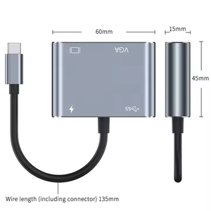 Mới 5 Trong 1 TYPE-C Để HDMI + <span class=keywords><strong>VGA</strong></span> + AV + USB3.0 + Pd USB Hub <span class=keywords><strong>Adapter</strong></span> Cho Máy Tính Để Bàn Truyền Hình Máy Chiếu - Product Image 6