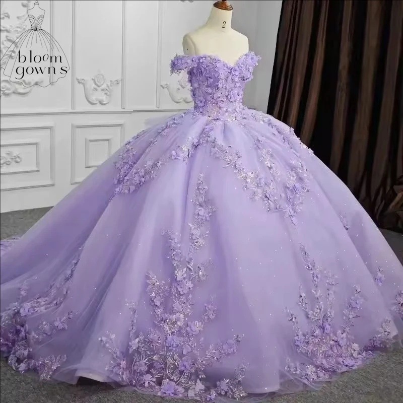 open lace back dress Lavender A-Line Tulle Long Prom Dress With Beading,WP414  winkbridal