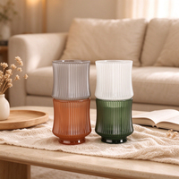 Conteneur à bougie en verre côtelé à taille incurvée, multicolore, vide, pour décoration de table de mariage