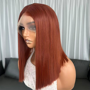 Perruque Lace Front Synthétique Carrée Courte Roux <span class=keywords><strong>Cuivré</strong></span> pour Femmes Noires, <span class=keywords><strong>Cheveux</strong></span> Futura Résistants à la Chaleur, Ligne de <span class=keywords><strong>Cheveux</strong></span> Naturelle, 14 Pouces, 13X4 - Product Image 5