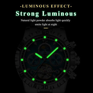 POEDAGAR 1423 <span class=keywords><strong>Orologio</strong></span> <span class=keywords><strong>Automatico</strong></span> di Lusso con Tourbillon a Vista, <span class=keywords><strong>in</strong></span> Acciaio Inossidabile, Impermeabile, Cronografo Meccanico da Uomo - Product Image 5
