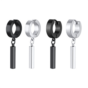 Fashion Fine Personalized Jewelry Stainless Steel Blank bar Charm <b>Hoop</b> <b>Earring</b> for Men - Product Image 1