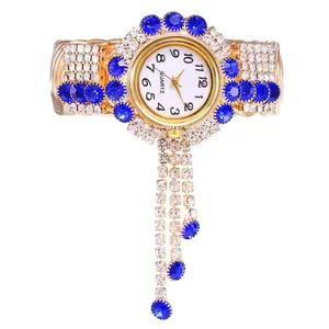 2024 Luxury Fashion Ladies Diamond Rhinestone Quartz Wrist Bracelet Watch For Women
