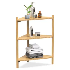 3-Tier Bamboo Corner Shelves.Multi-verwenden Bamboo Shower Corner Rack Shelves & Storage Organizer für Bathroom/Living Room/Kitchen