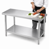 Étagère de rangement réglable en hauteur pour cuisine industrielle professionnelle, table de travail en acier inoxydable pour la préparation en restaurant