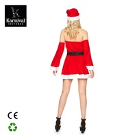 Erwachsene Damen Weihnachts-TV- und Film-Kostüm Cosplay Rotes Samt Sexy Santa-Kleid-Set mit Hut Gürtel Ärmel Polyester