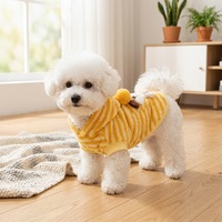 Nouvelle arrivée automne-hiver : Manteau polaire à capuche rayé pour chien, motif dessin animé, idéal pour les promenades, vêtements chauds pour chats et chiens