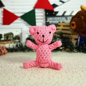 Maggie Pet Chew Rope Toy <b>Pink</b> <b>Bear</b> Knot Dog Teething Cotton Rope Toy Small Size Teeth Cleaning - Product Image 1