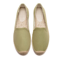 Sepatu Espadrilles Wanita Warna Hijau Sage, Model Tertutup, Klasik, Slip On, Sol Anyaman, Cocok untuk Musim Panas, Santai, dan Aktivitas Luar Ruangan