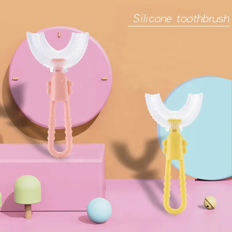 Brosse à dents en forme de U pour enfants, Offres Spéciales, entraînement manuel pour bébés, brosse à dents en Silicone pour enfants
