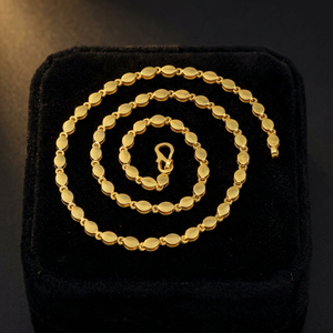 Wholesale 14K 18K 24K Micron Gold Plated Oval Link Or Leaf Design Style <b>Chain</b> Fashion <b>Chains</b> Necklaces Brass Gold <b>Chain</b> Necklace - Product Image 1