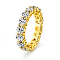 Anello Eternity di Lusso in Argento Sterling 925 con Moissanite Colore D VVS1, Fascia Pavé per Fidanzamento e Matrimonio da Donna