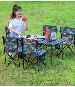 Opular-Mesa y silla plegables para exteriores, juego portátil multifuncional para acampar