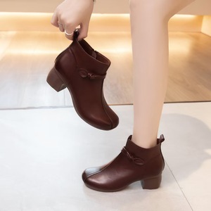 Bottes montantes formelles pour femme en cuir de vachette à semelle épaisse, modèle L, style décontracté et tendance - Product Image 4