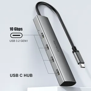 RSHTECH 4 in 1 USB C 허브 (10Gbps 데이터 전송 포함) 4 포트 USB 3.1 유형 C 허브 도킹 스테이션 노트북 용 멀티 USB 허브