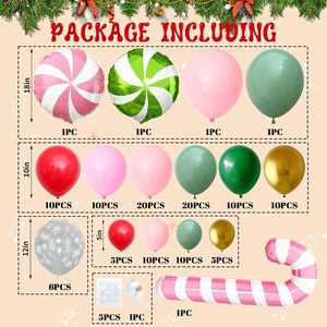Kit de guirnalda de globos navideños 127 piezas verde salvia Rosa rojo oro globos arco con copo de nieve dulces globos invierno Año Nuevo - Product Image 2