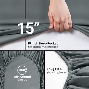Bedding Queen <strong>Fitted</strong> <strong>Sheet</strong> - Bottom <strong>Sheet</strong> - Deep Pocket Soft Microfiber Shrinkage and Fade Resistant - Product Image 3