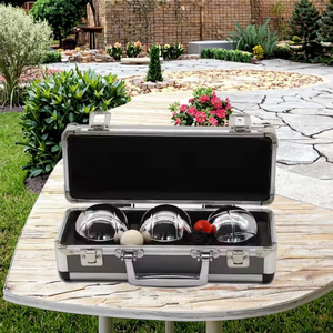 Offre Spéciale <span class=keywords><strong>de</strong></span> haute qualité en acier inoxydable argent jardin <span class=keywords><strong>jeu</strong></span> exercice extérieur personnaliser Logo boîte en aluminium 3 pièces 720g Boule Bocce balle - Product Image 4