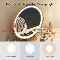 Table de maquillage moderne et durable avec miroir éclairé par LED, armoire latérale et 6 tiroirs, idéale pour les appartements et les chambres.