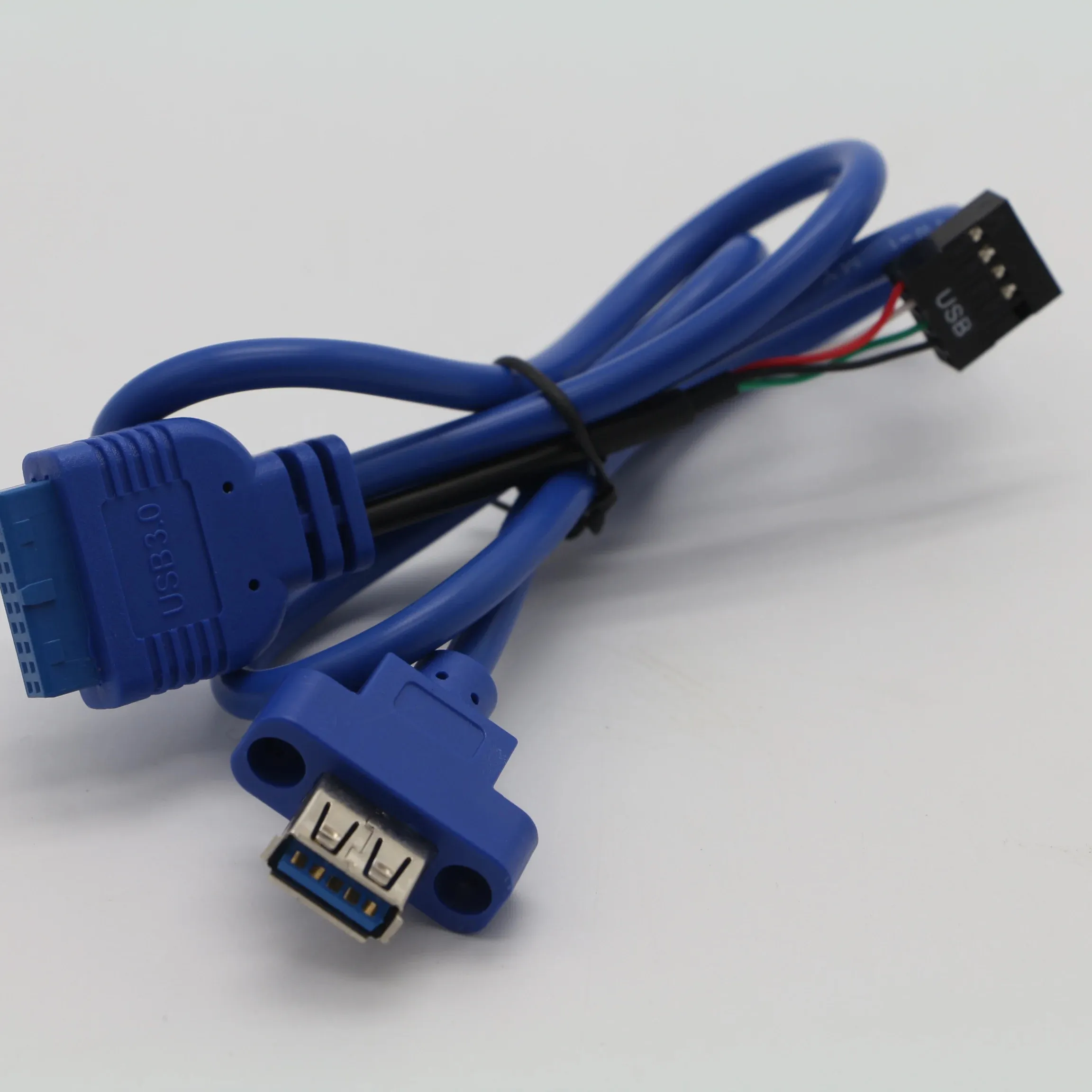 Blue USB 3.0 20 PIN motherboard adapter data cable with panel mount 1meter high quality support OEM ODM from Bofan Factory