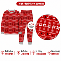 Pyjama de Noël personnalisé rouge flocon de neige nordique, ensemble assorti pour la famille, vêtements de nuit en polyester pour hommes, femmes et enfants, livraison directe POD MOQ 1PC