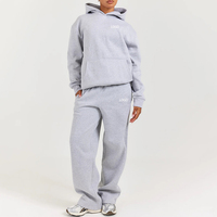 Ensemble de survêtement unisexe personnalisé de haute qualité avec sweat à capuche et pantalon de jogging élastique, couleur unie, coupe oversize, décontracté, printemps, grandes tailles, vente en gros