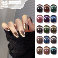 Miss Gooey Ensemble de vernis à ongles en gel pour les yeux de chat, 15 couleurs, marque privée, vernis à ongles magnétique, logo de marque personnalisé, usine de vernis à ongles en gel OEM/ODM