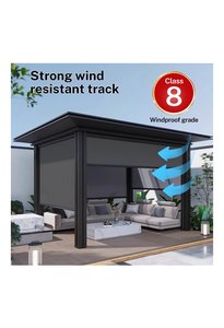 맞춤형 자동 파티오 블라인드 전기 전동 무선 정전 패브릭 롤러 지퍼 그늘 방풍 야외 창 그늘 내장 - Product Image 6