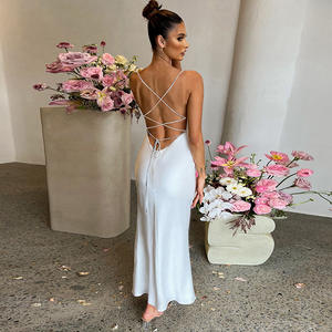 Liu Ming Y2K stile donna Sexy senza schienale abito lungo Modulare senza maniche prendisole solido vendita vendita all'ingrosso abbigliamento Club - Product Image 4