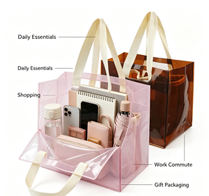 Custom Stylish Tote <b>Handbags</b> Purses <b>Handbags</b> Sets 2 Pieces Luxury Women Transparent Shopping Gift Tote Clear Pvc Jelly Bag - Product Image 4