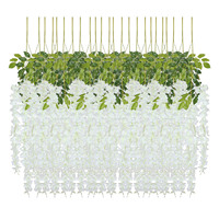 Vente en gros de 6 pièces de glycine en soie artificielle beige guirlande de fleurs suspendue vigne colorée pour Halloween Graduation Pâques