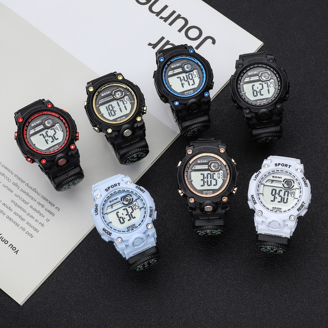 Men's Waterproof Digital Sport Watch Luminous Compass LED Alarm, Outdoor Fashion Wristwatch Plastic Band Pointer Display