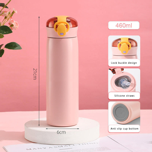 Bouteille d'eau isotherme en acier inoxydable pour enfants, 320/460 ml, avec couvercle et paille, personnalisable avec logo, idéale pour la rentrée scolaire - Product Image 5