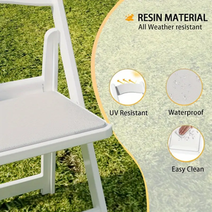 Sedia Pieghevole in Plastica Bianca Imbottita <span class=keywords><strong>Wimbledon</strong></span> per Esterni, Giardino, Matrimoni e Cortili - Vendita all'Ingrosso - Product Image 4