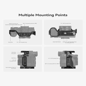 Pour 3667B 3668B 3669 poignée de Cage de caméra en alliage d'aluminium 1/4 "trous d'expansion chaussure froide pour <span class=keywords><strong>Sony</strong></span> A7RV A7RIV <span class=keywords><strong>A7IV</strong></span> A7SIII A1 - Product Image 4