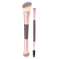 Pinceau de maquillage double tête 2-en-1 doux 2026 pour fond de teint, anticernes, fard à paupières et blush – Idéal pour le dropshipping