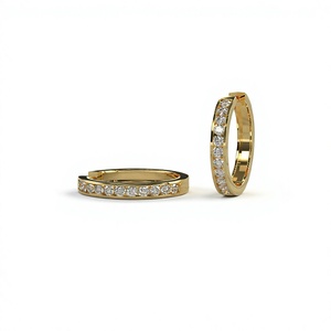 Boucles d'oreilles créoles de luxe plaquées or 18K 14K avec diamants de laboratoire taille brillant rond, boucles d'oreilles éternité, bijoux pour femme, usage quotidien - Product Image 1
