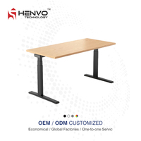 Bureau debout électrique Henvo à double moteur, ergonomique et contemporain, en acier, avec réglage de la hauteur par mémoire anti-collision pour bureau commercial