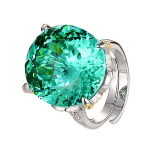 High Quality Jewelry Eco-friendly Copper 18*20MM Imitation Multiple Colors Gemstones <b>Adjustable</b> <b>Ring</b> for Premium Craftsmanship - Product Image 1