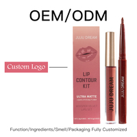 Kit de 2 gloss à lèvres non collants de marque privée avec crayon à lèvres et rouge à lèvres liquide mat pour maquillage du visage – Cosmétiques de marque