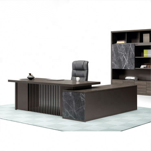 Escritorio de oficina ejecutivo en forma de L de madera moderno Sinonis estilo de Panel extensible convertible para uso escolar en el hogar muestra gratis - Product Image 2