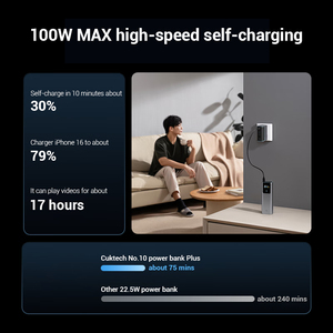 CUKTECH No.10 Power Bank Plus 15000 120W MAX Caricatore Portatile con 2 Porte di Uscita PD PPS per Telefono - Product Image 3