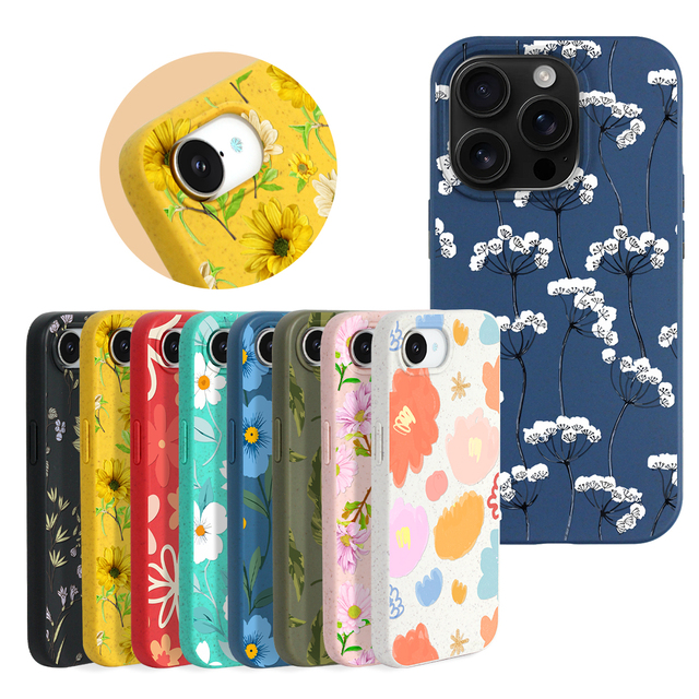 Customizable OEM Biodegradable TPU Phone Cover with Wheat Straw Recycled Material Mobile Case for iPhone 16 16e 15 Pro Max
