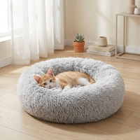 Coussin rond pour animaux de compagnie, lit pour chien en forme de beignet, nid douillet pour chat, coussin épais pour usage intérieur