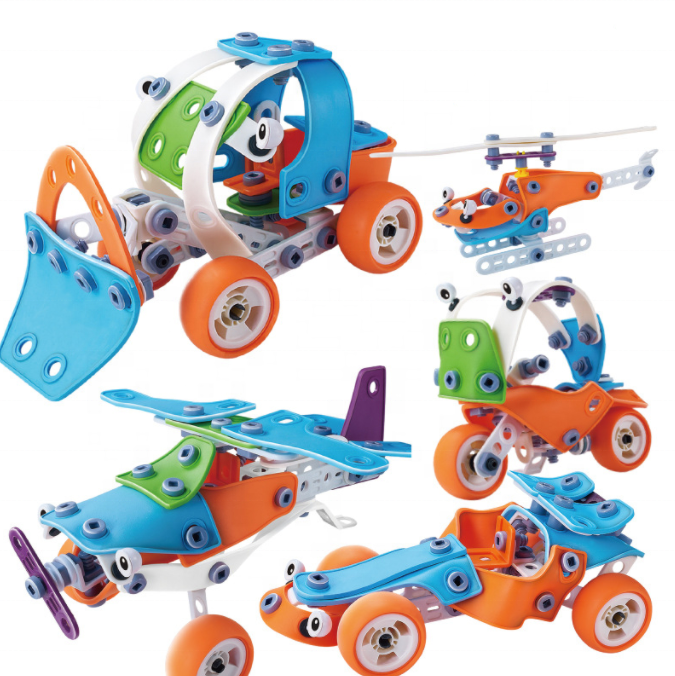 Для детского рукоделия двигателя в сборе, строительные блоки, игрушки-машинки трансграничной Электрический 10 в 1 мягкий клей для самостоятельной сборки концепт 136 шт