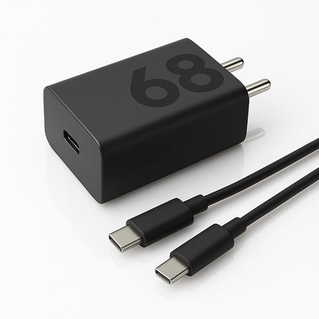 68W PD 3.0 SuperVOOC 2.0 Fast Charging Eco-Friendly Fireproof Laptop & Mobile Phone Charger with India Pin for Edge 5V/3A